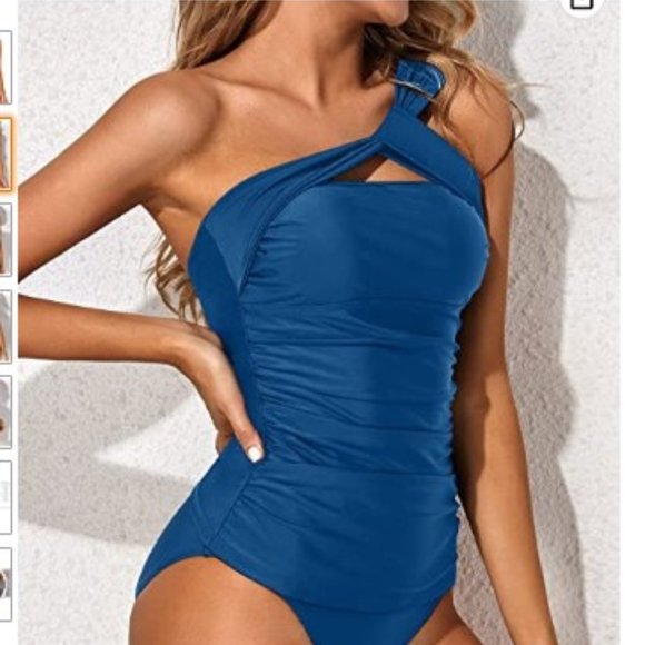 Tempt Me Women One Shoulder Swim Top with bottom - Picture 2 of 16
